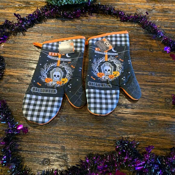 Halloween Kitchen Pot Pan Mitts Oven Spooky NWT - Picture 5 of 7